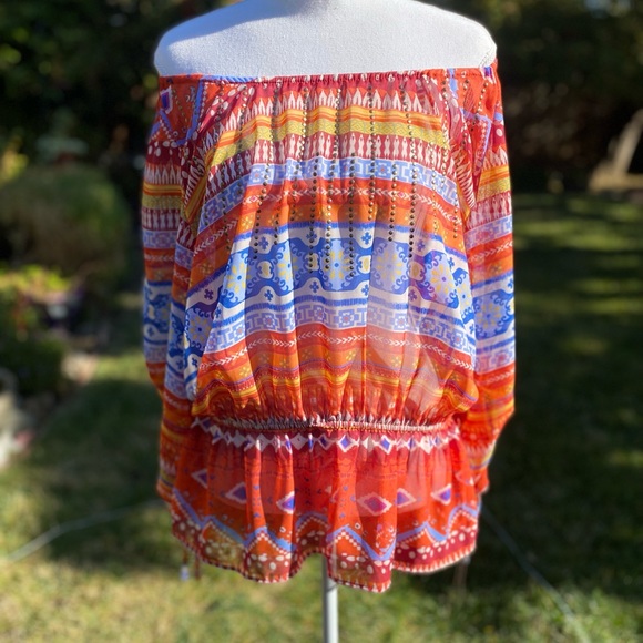 Multicolor Off The Shoulder Blouse - Picture 2 of 4